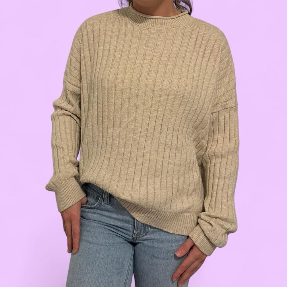 Abercrombie & Fitch Beige Ribbed Rollneck Sweater